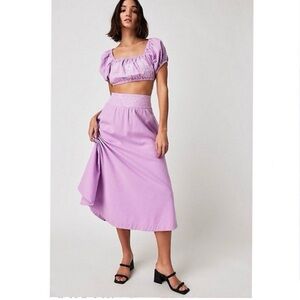 NEW Free People Lotus skirt 2 pc crop top set Orchid White Combo XS